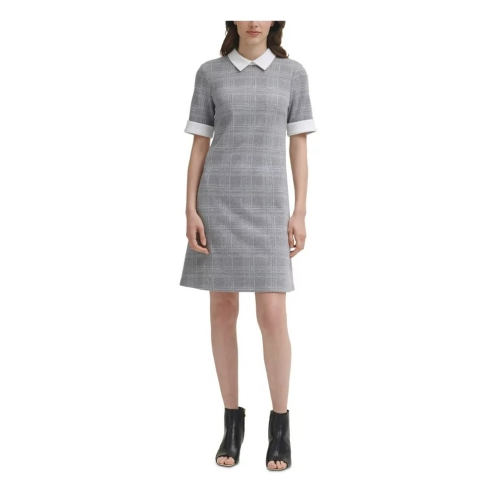 DKNY Womens Gray Plaid Dress